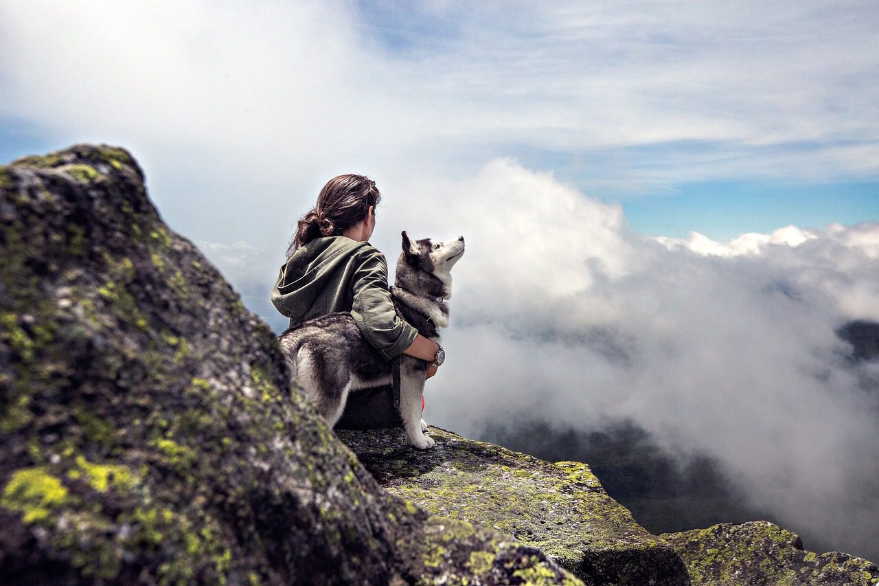 sky, woman, clouds